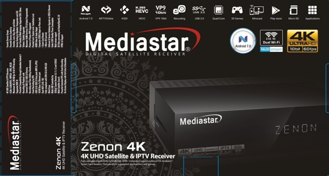 mediastar zenon 4k UHD satellite and android iptv receiver