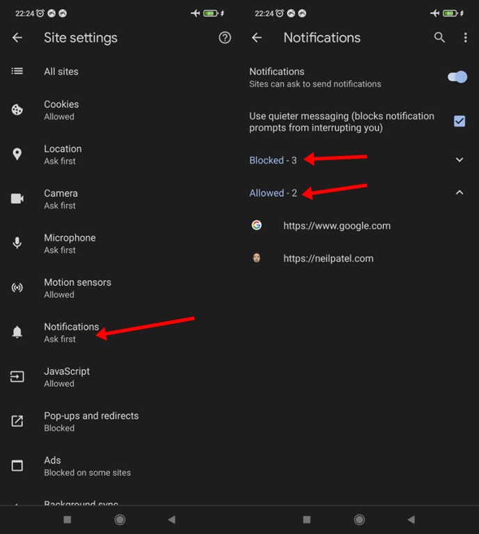 How To Allow or Block Notifications from all sites On Android 