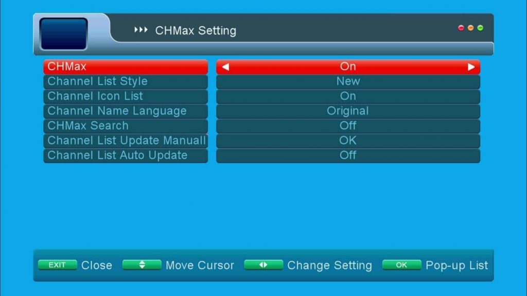 ChMax Setting on STB